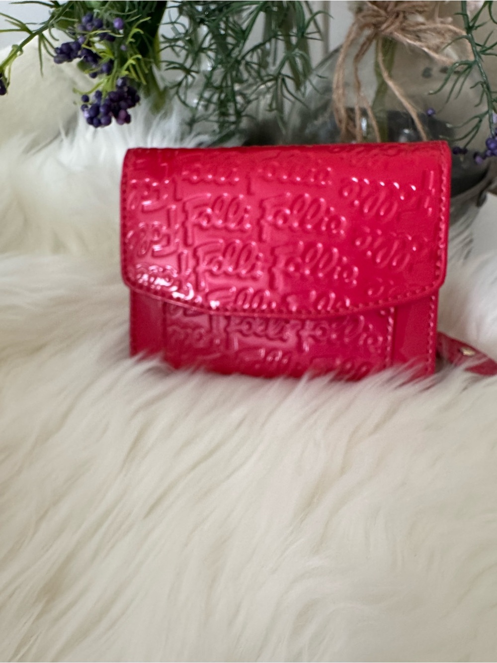 Folli Follie Pink Patent Leather Compact Wallet